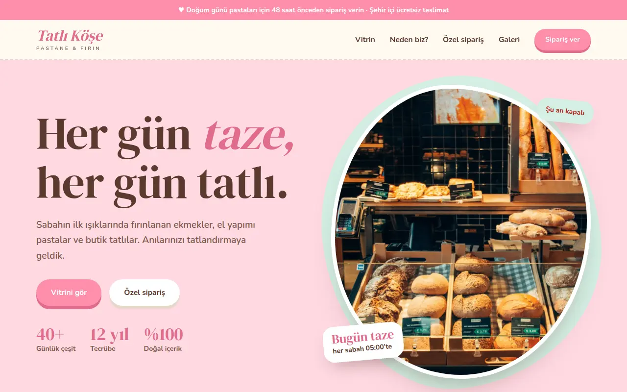 Pastane & Fırın Web Sitesi — Tatlı Köşe